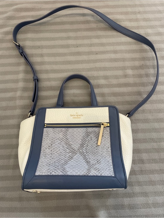 kate spade Handbags - kate spade Cream, Blue & Gray Snake-Texture Top-Handle Satchel